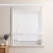 Raffrollo Klettband Raffgardine Küche Gardine Voile Bändchenrollo Weiß Modern