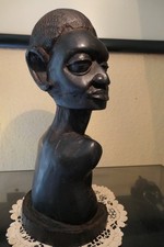 Alte afrikanische Büste, Kopf  aus Ebenholz Charakterkopf Massiv handgeschnitzt