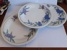 Staffordshire 3 Teller / Dessertteller Blumendekor Keramik 20 cm