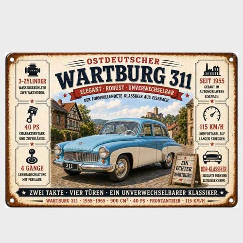 Blechschild wartburg 311 - blechschild,