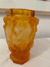 Excellent mat crystal maidens Art-deco vase Lalique style