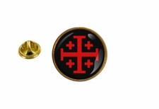 Anstecknadel Pin Abzeichen Flagge Kreuz Jerusalem Freimaurer Black Thermocollan