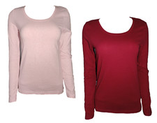 Damen Basic Shirt 2er Pack Langarm Weiß Grau Rosa Rot Grün Blau Braun Gr. S M L