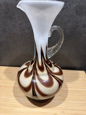 Vase Krug Glas Opalinglas Murano 7er Vintage RAR braun weiß sehr gut