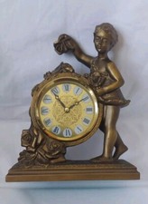 Tempic Vintage Tisch-Uhr Bronze Quartz-Uhr Clock Kaminuhr ca.1340 gr.