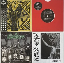4 x 7” COLOURED VINYL HARDCORE CRUST PUNK GAU ARMLESS CHILDREN WAARFACE  