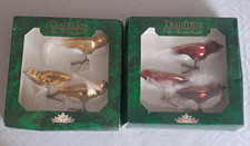 6 Vögel,  Christbaumschmuck, Weihnachtskugel, Krebs + Sohn, Lauscha, rot + Gold