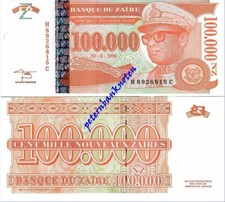 ZAIRE  100000 New Zaires 1996