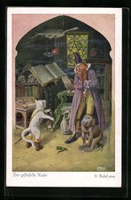 Künstler-AK Otto Kubel: Der gestiefelte Kater im Schloß des Zauberers, Märchen 