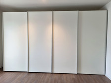 Schiebetüren-Kleiderschrank, 4-türig, HÜLSTA weiss, mit Kleiderlift