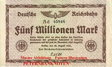 5 Millionen Mark  DEUTSCHE  REICHSBAHN 1923  (VF-) 650#❇️GRATIS VERSAND DE❇️