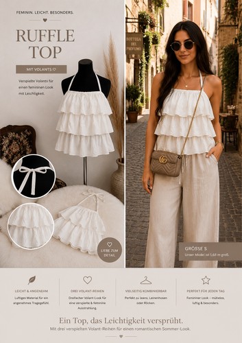 Ruffle top mit volants zara - top,
