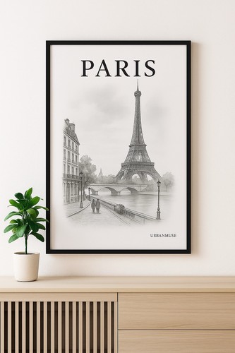 Paris skyline mit - a4, rahmen