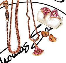 Thomas Sabo RAR SET Kette, Ohrstecker asiat Ornamente rose gold rosa Steine NEU!