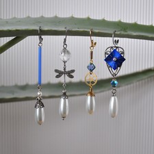 Ohrringe *Tropfen weiß blau