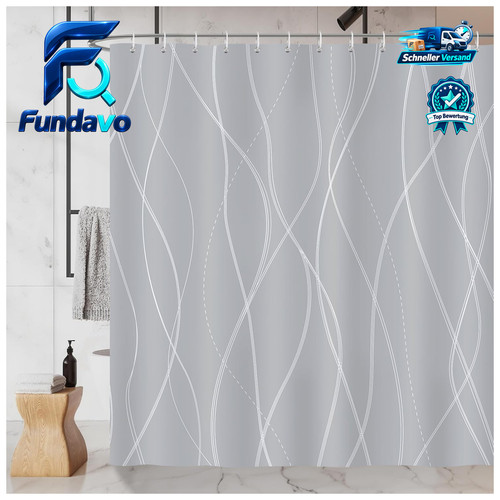 Duschvorhang 180x180cm grau - 180x180cm,