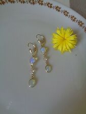 Opal Ohrringe, Gold 585, mit weißem Topas-Zirkon, sehr, sehr edel!