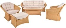 Set/6 Edles Wohnzimmerset Malaga Rattan Wintergarten Set Garnitur Gruppe (Honig)