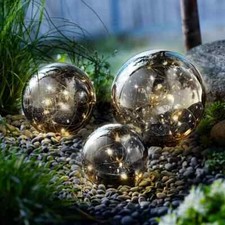 Solarkugeln Smoky 3er-Set amber Solar LED Beleuchtung Garten Dekoration Deko