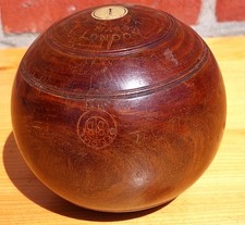 SL 3222 Antike Bowls Kugel Holz Boccia Englischer Kugelsport um 1900