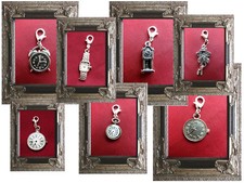 CHARM ANHÄNGER TASCHENUHR WECKER KUCKUCKSUHR ARMBANDUHR 925er SILBER Karabiner