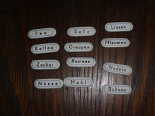 12 alte Papp-Schilder für Kaufladen / Kaufmannsladen Beschriftung Deutsch