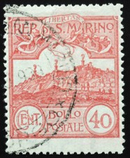 1903 San Marino, 40 C. Einzelwert Monte Titano, gestempelt, MiNr. 40