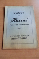 Ersatzteilliste HASSIA Nockenrad Drillmaschine Typ N Sämaschine 1952