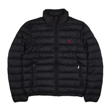 Ralph Lauren Pufferjacke Schwarz Roter Reiter Locker TOP Zustand