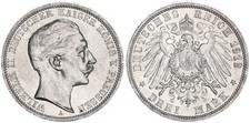 WILHELM II. DEUTSCHER KAISER KÖNIG VON PREUSSEN 3 MARK DEUTSCHES REICH   1912