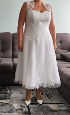 kurzes romantisches Brautkleid mit Spitze + Bolero-Jacke,  ivory, Größe 42 , neu