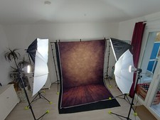 Mobiles Fotostudio komplett mit Beleuchtung und Hintergrund