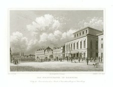 Hamburg Theater Original Stahlstich Poppel 1843