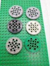 6x Lego Technic Zahnrad Gross, 40 Zähne 3649, Grau, Weiss, Grün, Schwarz