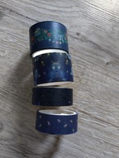 Set 4 Rollen Washi-Tape, Klebeband mit Motiv, weihnachtlich, blau