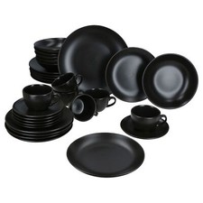 30tlg Kombiservice Panther Steingut 6 Personen Tassen Untertassen Teller flach 