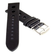 Soft Kalb-Nappa Rallye Uhrenarmband Modell Montreal-Rallye schwarz 20 mm