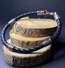 Schwarz Leder Herren Armband