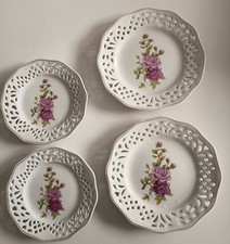 Durchbruchteller Rosenmuster 4 teilig  Porzellan