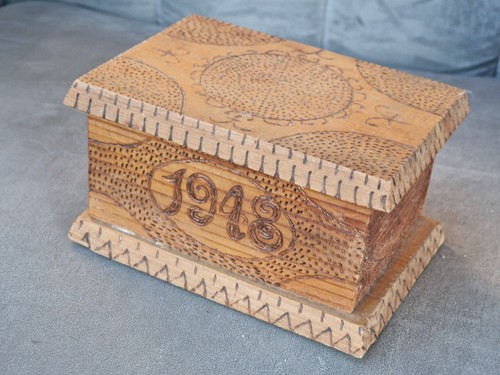 Antike holzschatulle 1918 ww1 - holzschatulle,