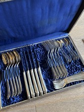 Versilbertes Besteck (3280) W.P.&Co Fächermuster 6 Personen 90er Silberauflage