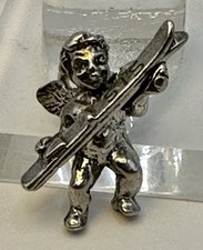 Silberner Miniaturengel mit Schaukelbrett 925 Silber