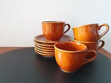 VEB Torgau Kaffee Gedecke Tassen Untertassen Braun Steingut DDR vintage