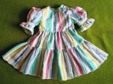  Puppenmode Kleidchen Sonntagskleidchen f. Puppe Gr 60 Handarbeit silberne Faden
