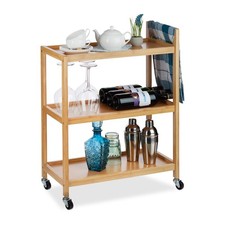 Servierwagen bambus Rollwagen mit Ablagen Küchenwagen Beistellwagen leicht