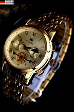 Herren Männer Armband Uhr Chronograph Stoppuhr Datum Gold Farben NEU * 76