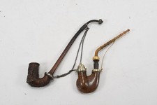 C25K03- 2x alte Holz Pfeife ua Ulmer Kloben 19.Jh