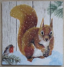 Deko HDF - Tiere Rotkehlchen Eichhörnchen Natur Garten Schnee Winter