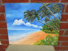 Ölgemälde Palmenstrand - 50x40cm - Ölgemälde auf Leinenpappe