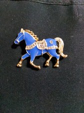 Metall Pferde Brosche Gold